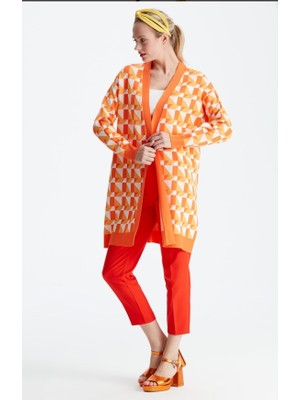 21153 Geometrik Desenli Rayon Hırka Qks Hırka 21153 #23-10#