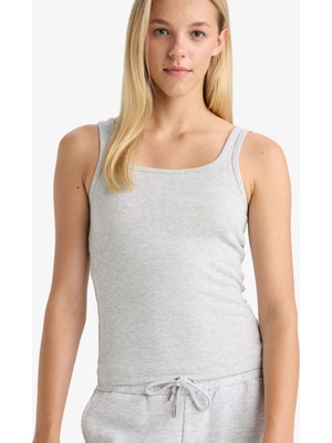 DeFacto Slim Fit Basic Düz Yuvarlak Yaka Fitilli Kaşkorse Atlet E5540AX25AU