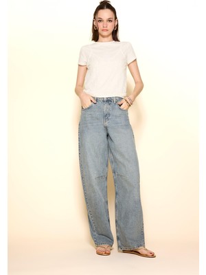 DeFacto Baggy Fit Yüksek Bel Uzun Jean Yıkamalı Pantolon E9152AX25AU