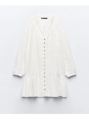 Allbucks Zara, Dantel Şeritli Kısa Pamuk Elbise ABZRA8666