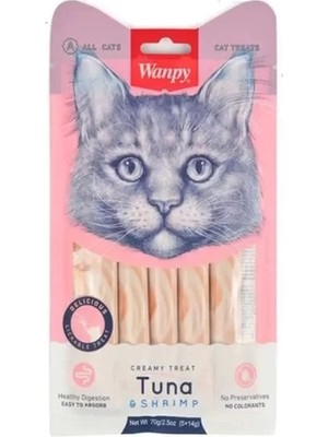 Wanpy Ton Balığı ve Karidesli Sıvı Kedi Ödül Maması 5X14 gr