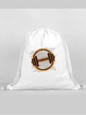 Dambıl Baskılı Sırt Çantası - Ip Büzgülü Spor Çanta