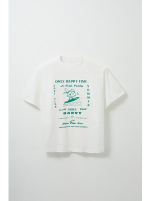 Only Happy Fish Baskılı Tshirt