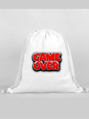Game Over Baskılı Sırt Çantası - Ip Büzgülü Spor Çanta