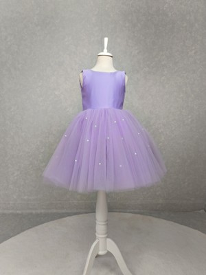 Kız Çocuk Ada Model Abiye Lila Etek Incili Elbise