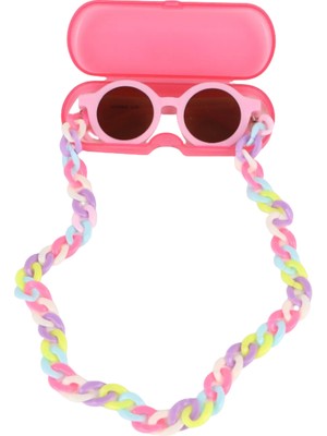 0-8 Yaş Cool Çocuk 3'lü Set Güneş Gözlüğü Gözlük Kabı ve Gözlük Zinciri BNT3333