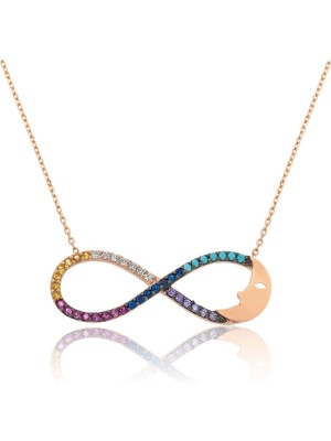 Papatya Silver Nano Taşlı Sonsuzluk Ay Kolye