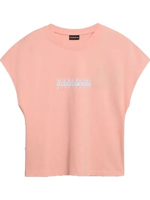 Napapijri S-Box Kadın Kısa Kollu Nefes Alabilen Kumaş T-Shirt Günlük Kullanım için Doğa Yürüyüşü