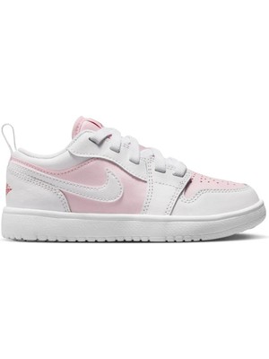Nike Jordan 1 Low Alt Leather Sneakers Hakiki Deri Bantlı Cırtlı Kız Çocuk Spor Ayakkabı Beyaz Pembe