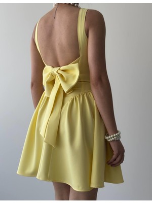 Kadın Sırt Fionk Detay Atlas Mini Elbise