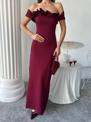 Yuna Tasarım Uzun Atlas Elbise