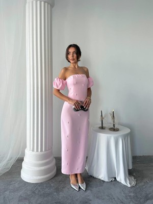 Arabella Incili Atlas Uzun Elbise