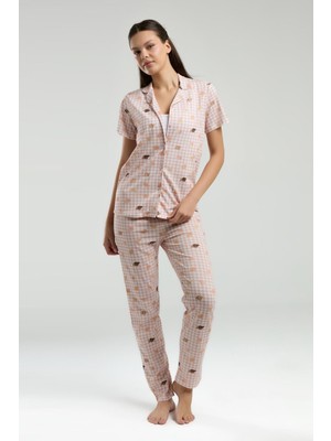 Roly Poly Kadın Gömlek Yaka Önden Düğmeli Kısa Kol Pijama Takım
