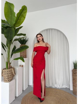 Cası Straplez Papatya Detay Uzun Atlas