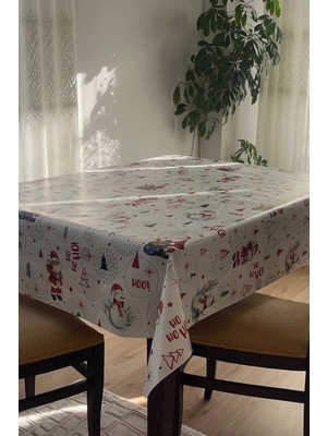 Decorekor astarlı Elyaf Tabanlı Silinebilir Hijyenik Yılbaşı Noel Baba Desen Muşamba Pvc Masa Örtüsü 1152-1