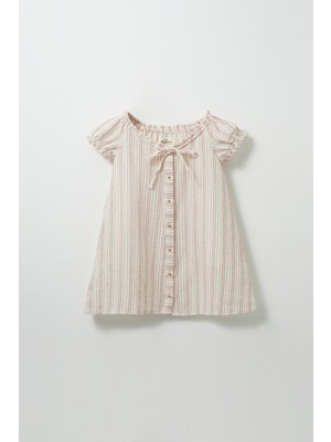 Omuz Büzgülü Müslin Elbise