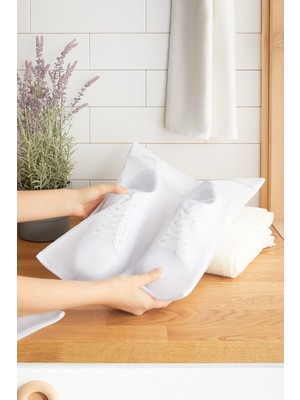 Tois Baby 3 Adet Beyaz Fermuarlı Ayakkabı Çamaşır Yıkama Filesi Torbası 35X40