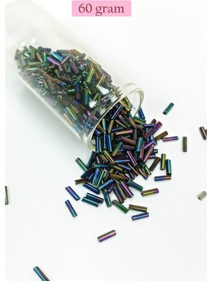 Royaleks Uzun Boru Kesme Boncuk Çap 2mm Uzunluk 10 mm - 60 Gram - Mavi Yeşil - BNC269