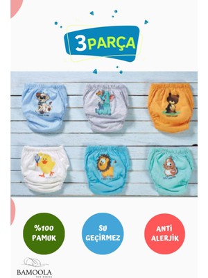 3 Adet Lüx Erkek (4 -5 Yaş) Çocuk Alıştırma Külodu Sızdırmaz (Renk ve Desenlerde Farklılık Olabilir)