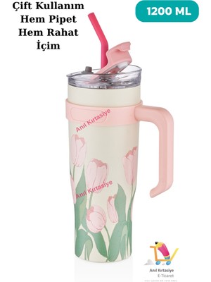 Vagonlife Dıller Pipetli Yalıtımlı Kahve Kupası 1200ML 12 Saate Kadar Sıcak/soğuk Bardak Gövdeli Termos