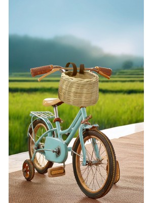 Çıtçıtlı Askı Detaylı El Yapımı Rattan Sepet - Bisiklet & Scooter Sepeti