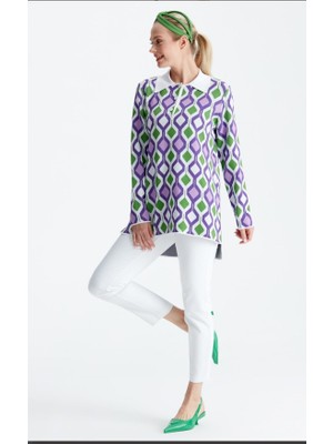 21184 Polo Yaka Desenli Rayon Tunik Qks Takım 211184 #23-103