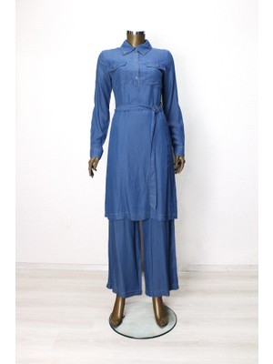 56010 Takım Önden Yarım Düğmel Beli Bağlamalı Tansel Takım Qys Takım Ç#24-05#