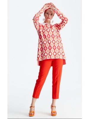 21184 Polo Yaka Desenli Rayon Tunik Qks Takım 211184 #23-103