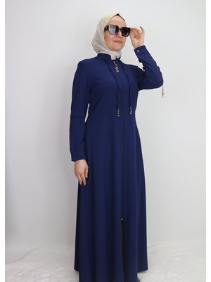 4018 Kolları ve Yakası Boncuk Detaylı Hakim Yaka Ferace Qys 4018 Ferace #23-01#