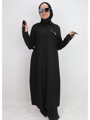 1633 Tunik Önden Düğmeli Beli Bağlamalı Cebi Taşlı Tunik Qys Tunik #247-03#