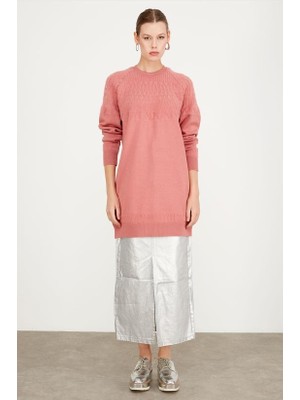 21470 Sıfır Yaka Robası Desenli Tunik Qks Tunik 21470 #23-123