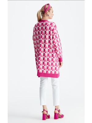 21153 Geometrik Desenli Rayon Hırka Qks Hırka 21153 #23-10#