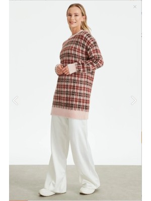 21509 Ekose Desnli Triko Mink Tunik Qks Tunik 21509 #23-12#