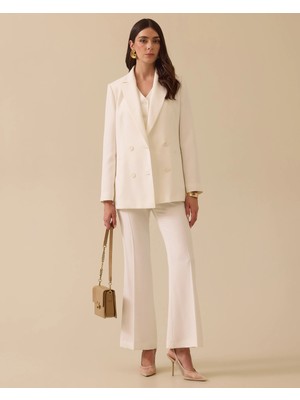 10017 Kruvaze Yaka Önden Düğmeli Cep Görünümlü Şık Blazer Ceket #03-25#