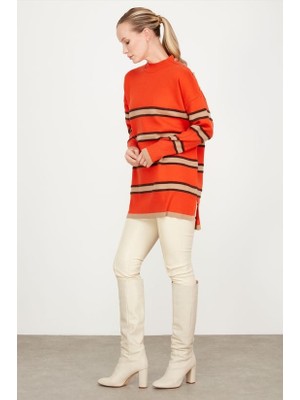 21426 Omzu Düğme Detaylı Triko Tunik Qks Tunik 21426 #23-12#