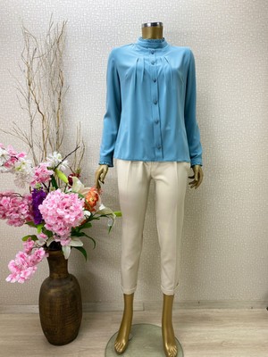 Qys 1021 Önü Düğmeli Pileli Gömlek #22-05#