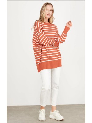 21495 Çizgili Triko Tunik Qks Tunik #23-11#