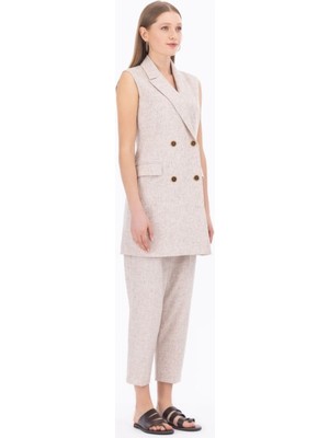 1022 Yelek Kruvaze Yaka Önden Düğmeli Sıfır Kol Şık Yelek Qys Yelek 232401022 #23-04#