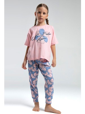 U.s. Polo Assn. Kız Çocuk Somon Kısa Kol Paça Lastikli Pijama Takım