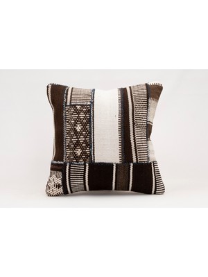 El Yapımı Kilimden Yapılmış Vintage Kırlent Kılıfı, Yün, 40X40 cm