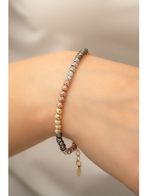 Papatya Silver Dorica Toplu Renkli Fantezi 925 Ayar Gümüş Bileklik