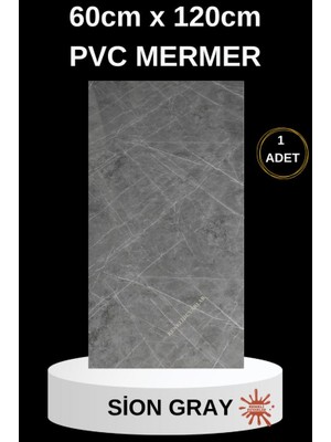 Alternatif Kaplama Uv Pvc Sion Gri Mermer Panel 1 Adet 60X120CM Ev Ofis Otel Duvar Kaplama Paneli