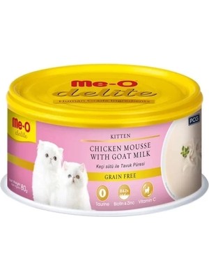 Meo Delite Tahılsız Keçi Sütlü ve Tavuklu Yavru Konserve Kedi Maması 80 gr