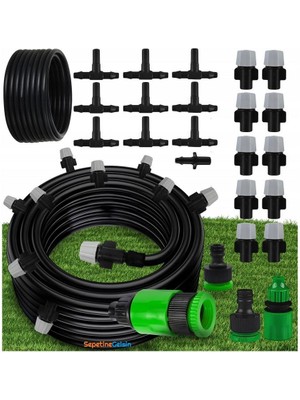 Sepetinegelsin 10 Metre Bağ Bahçe Damla Sulama Borusu Sulama Hortumu Seti