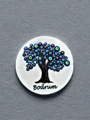 Bodrum Temalı Kabartmalı Polyester Magnet 7cm Çap