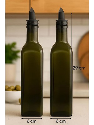 Verde 2'li Silikon Tıpalı Cam Yağdanlık Seti 500 ml