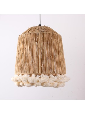 Mylamp Istanbul Rafya ve Ponponlu  Separatörlü 37X43 cm Avize.