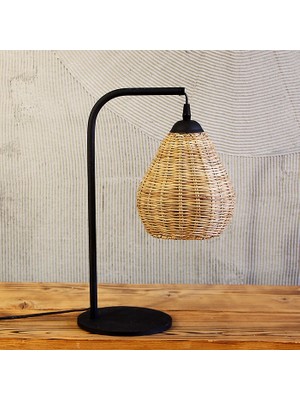 Mylamp Koza 43X24X17 Cm. Siyah Rattan Masa Lambası