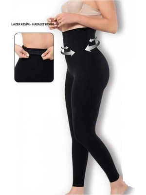 Lazer Kesim-Hayalet Korse 2 Beden Incelten Yüksek Bel Korseli Tayt