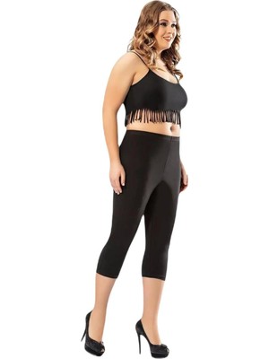 Kadın Likralı Penye Düz Uzun Kapri Tayt (4005)